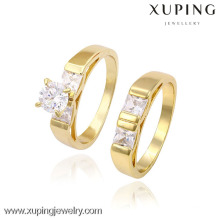 13327 Xuping schmuck 14 karat goldfarbe plattiert mode romantische hochzeit doppelte ringe charme design geschenk schmuck für mädchen frauen